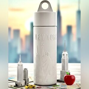NWT White New York Embossed Water Bottle